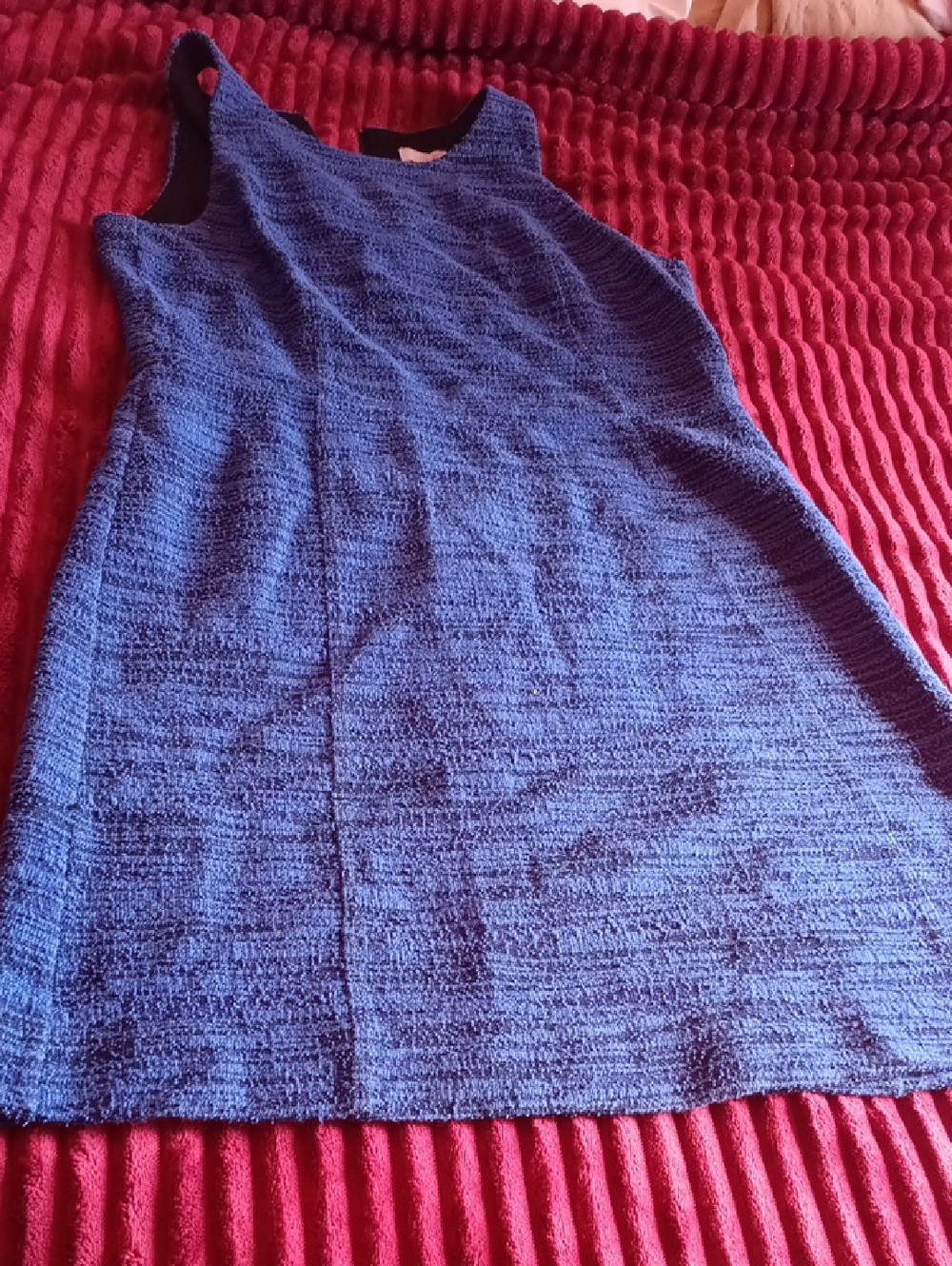 LOFT Blue Textured Sleeveless Shift Dress